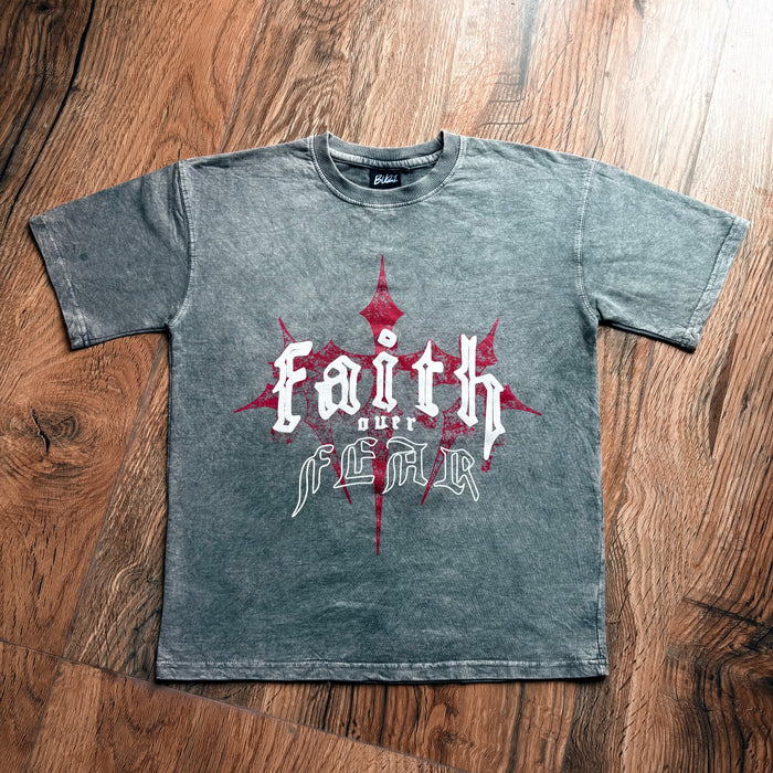 Faith Over Fear Unisex Oversized Acid Wash T-Shirt