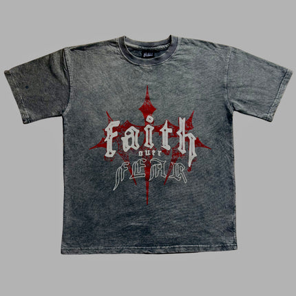 Faith Over Fear Unisex Oversized Acid Wash T-Shirt