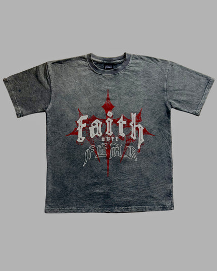 Faith Over Fear Unisex Oversized Acid Wash T-Shirt