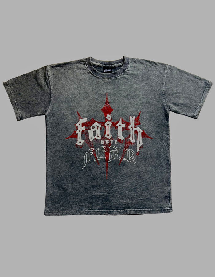 Faith Over Fear Unisex Oversized Acid Wash T-Shirt